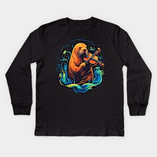 Sea Lion Playing Violin Kids Long Sleeve T-Shirt